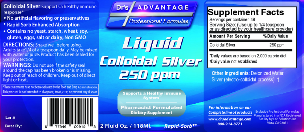 Colloidal Silver 250ppm-2oz